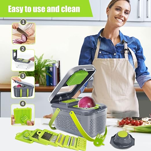 CortaChef 12 en 1® —  Cortador Multifuncional con Recipiente