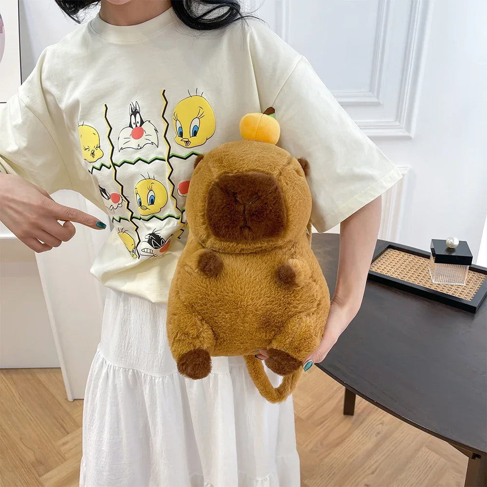 Kawaii Fashion Plushie Doll Fur Bag Capybara Plush Backpack Children'S Bag Shoulder Bag Mini Knapsack Bags Gifts for Girlfriend